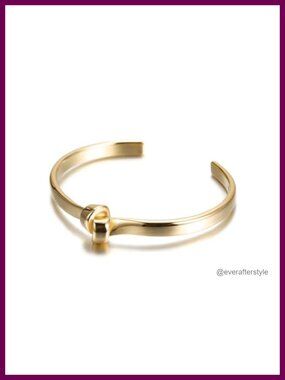 14K Gold Plated Cuff Bracelet 316L Stainless Steel Knot Bangle